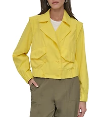 DKNY by Donna Karan Notch Collar Crop Trench Jacket