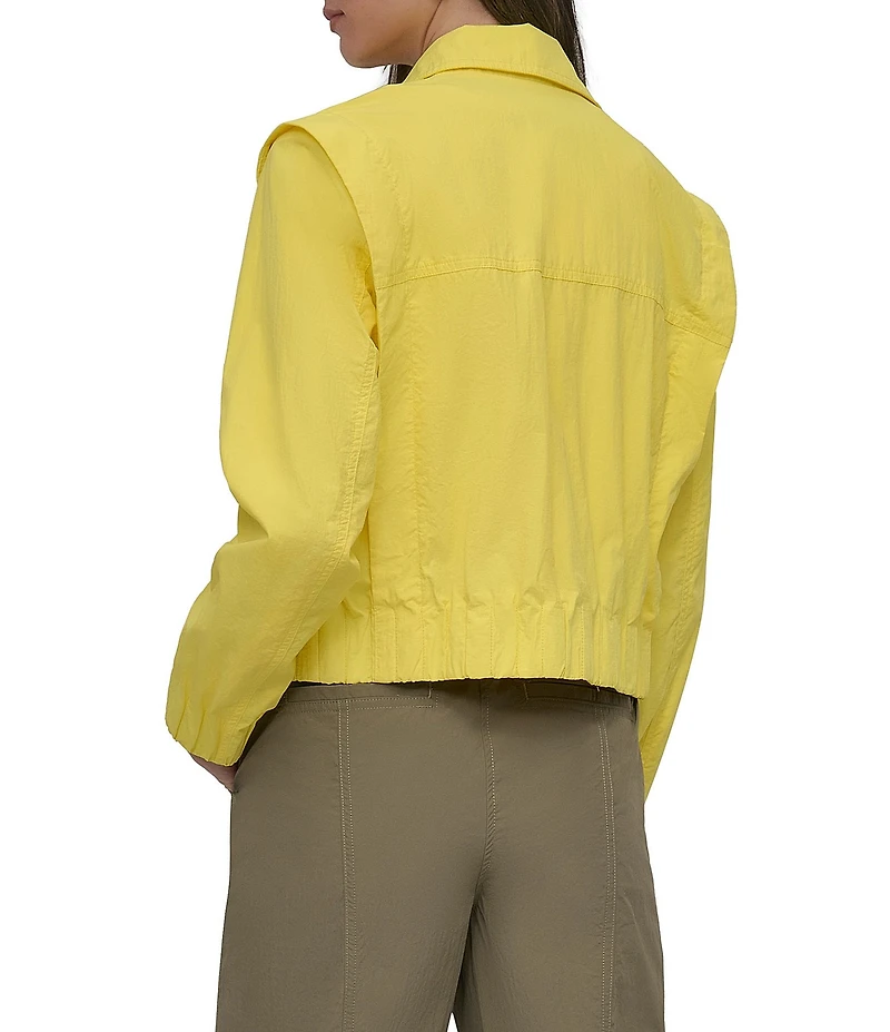 DKNY by Donna Karan Notch Collar Crop Trench Jacket