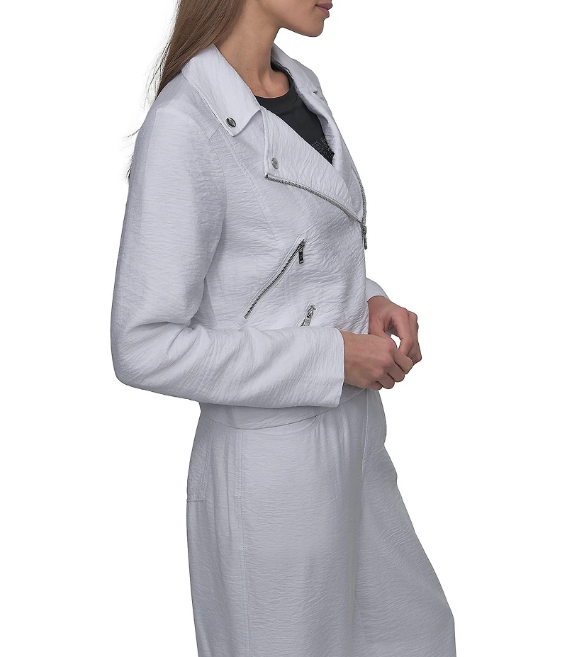DKNY by Donna Karan Notch Lapel Crinkle Moto Jacket