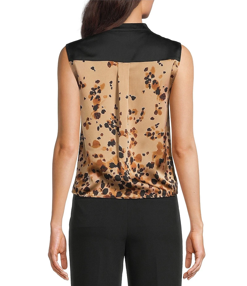 DKNY by Donna Karan Ombre Dot Satin Surplice V-Neck Sleeveless Faux Wrap Top