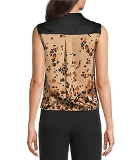 DKNY by Donna Karan Ombre Dot Satin Surplice V-Neck Sleeveless Faux Wrap Top