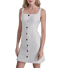 DKNY By Donna Karan Penny Hopsack Sleeveless Square Neck Sheath Dress