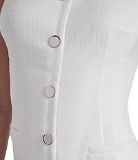 DKNY By Donna Karan Penny Hopsack Sleeveless Square Neck Sheath Dress