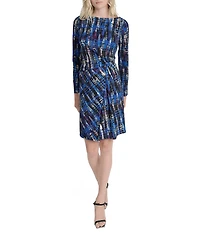 DKNY by Donna Karan Petite Size Jersey Long Sleeve Front Knot Sheath Dress