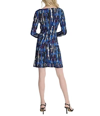 DKNY by Donna Karan Petite Size Jersey Long Sleeve Front Knot Sheath Dress