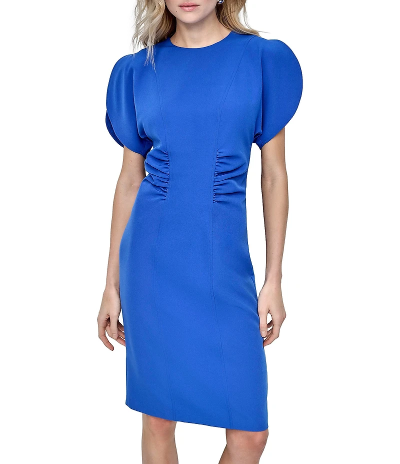 DKNY by Donna Karan Petite Size Salon Stretch Spilt Sleeve Cinched Waist Sheath Dress