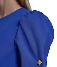 DKNY By Donna Karan Petite Size Scuba Crepe Short Sleeve A-Line Midi Dress