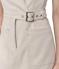 DKNY by Donna Karan Petite Size Scuba Faux Suede Belted Sheath Mini Dress