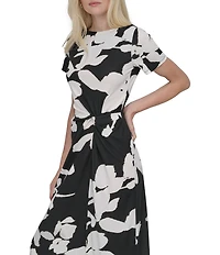 DKNY by Donna Karan Petite Size Short Sleeve Twisted Midi Dress
