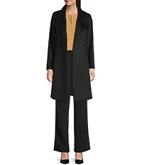 DKNY by Donna Karan Petite Size Wool Blend Stand Collar Snap Front Coat