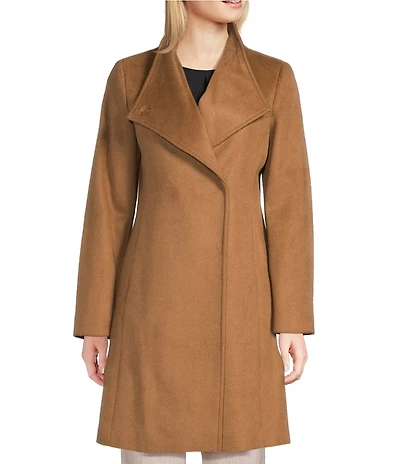 DKNY by Donna Karan Petite Size Wool Blend Stand Collar Snap Front Coat
