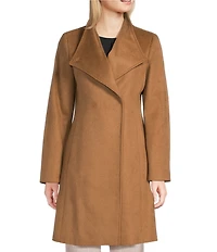 DKNY by Donna Karan Petite Size Wool Blend Stand Collar Snap Front Coat