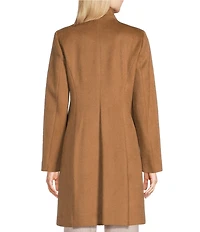 DKNY by Donna Karan Petite Size Wool Blend Stand Collar Snap Front Coat
