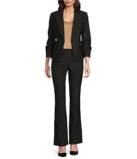 DKNY by Donna Karan Pinstripe Ponte Ruche Sleeve One-Button Blazer