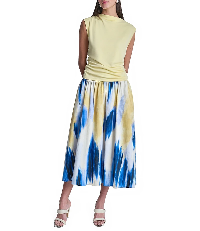 DKNY by Donna Karan Pique Crew Neck Sleeveless Side Ruch Top