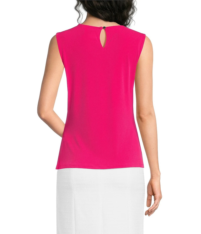 DKNY By Donna Karan Pleated Crew Neck Sleeveless Top