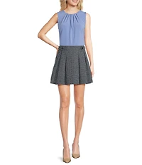 DKNY by Donna Karan Pleated Crew Neck Sleeveless Top