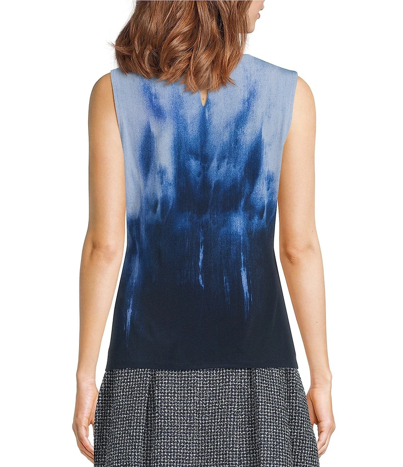 DKNY by Donna Karan Pleated Crew Neck Sleeveless Top