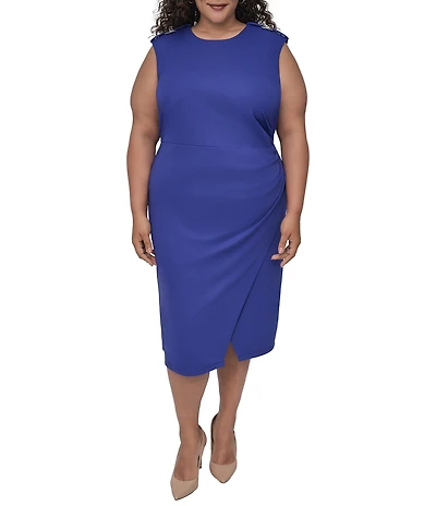 DKNY by Donna Karan Plus Size Cap Sleeve Side Ruched Sheath Dress