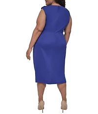 DKNY by Donna Karan Plus Size Cap Sleeve Side Ruched Sheath Dress