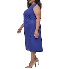 DKNY by Donna Karan Plus Size Cap Sleeve Side Ruched Sheath Dress