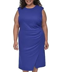 DKNY by Donna Karan Plus Size Cap Sleeve Side Ruched Sheath Dress