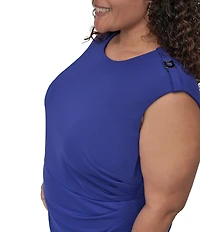 DKNY by Donna Karan Plus Size Cap Sleeve Side Ruched Sheath Dress