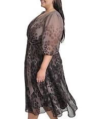 DKNY by Donna Karan Plus Size Leopard Print Midi