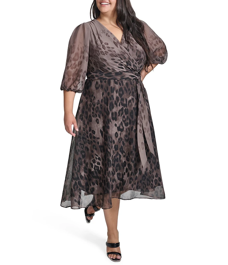 DKNY by Donna Karan Plus Size Leopard Print Midi