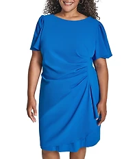 DKNY by Donna Karan Plus Size Scuba Crepe Short Flutter Sleeve Sheath Dress