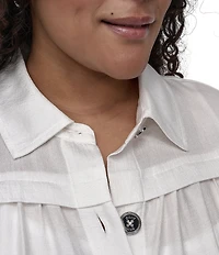 DKNY by Donna Karan Plus Size Short Sleeve Button Front Midi Dress