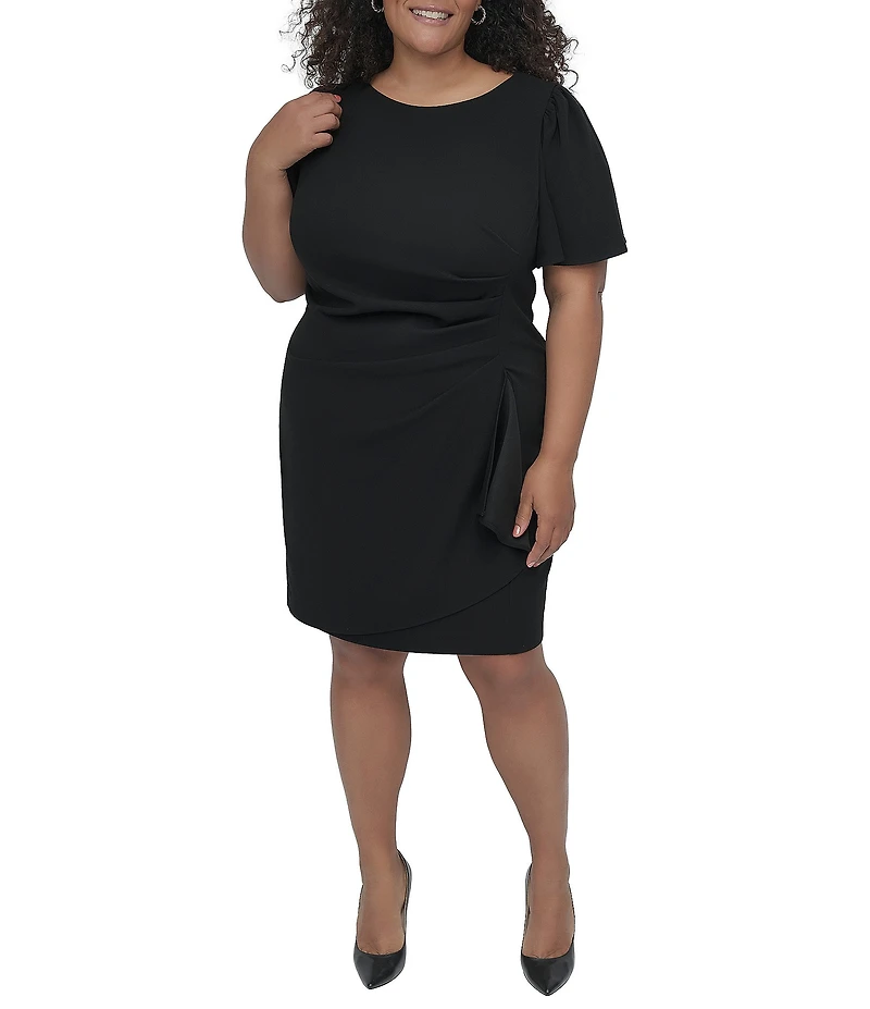 DKNY by Donna Karan Plus Size Short Sleeve Scuba Crepe Sheath Dress