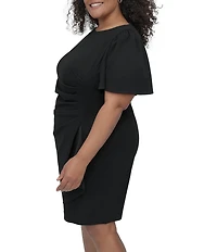 DKNY by Donna Karan Plus Size Short Sleeve Scuba Crepe Sheath Dress