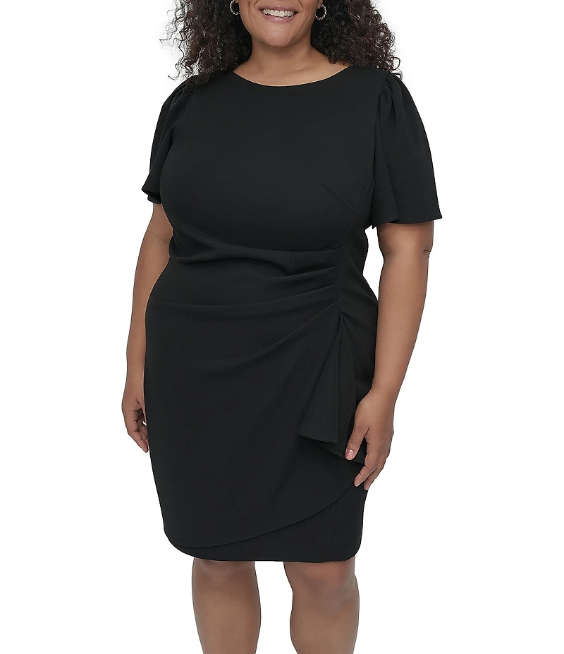 DKNY by Donna Karan Plus Size Short Sleeve Scuba Crepe Sheath Dress