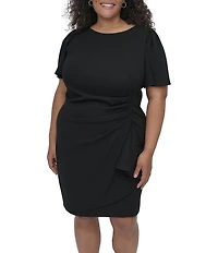 DKNY by Donna Karan Plus Size Short Sleeve Scuba Crepe Sheath Dress