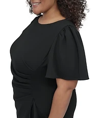 DKNY by Donna Karan Plus Size Short Sleeve Scuba Crepe Sheath Dress