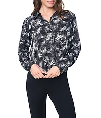 DKNY by Donna Karan Point Collar Long Sleeve Twist Front Shirt