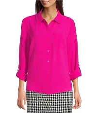 DKNY by Donna Karan Point Collar Roll-Tab Long Sleeve Button Front Shirt