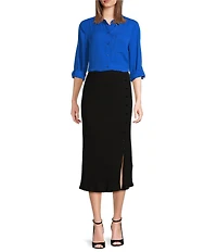 DKNY by Donna Karan Point Collar Roll-Tab Sleeve Button Front Shirt