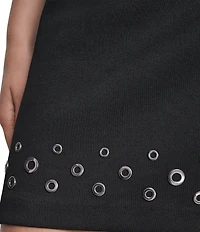 DKNY by Donna Karan Ponte Grommet Hem A-Line Mini Skirt