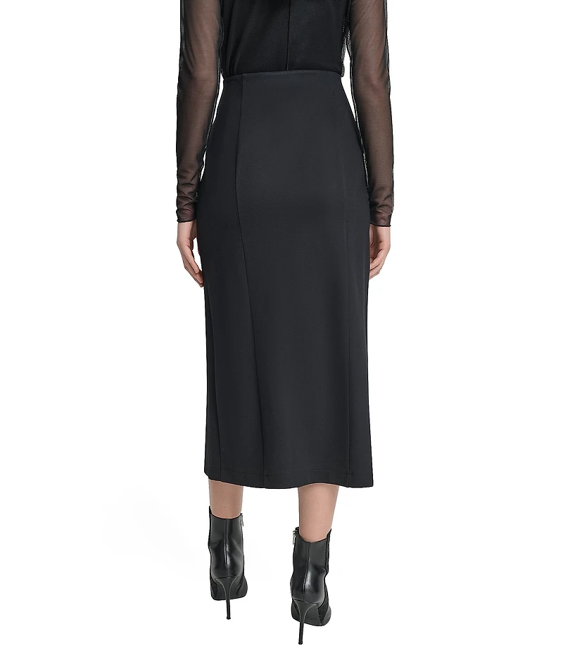 DKNY by Donna Karan Ponte Grommet Slit Midi Skirt