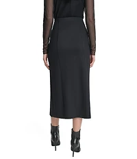 DKNY by Donna Karan Ponte Grommet Slit Midi Skirt