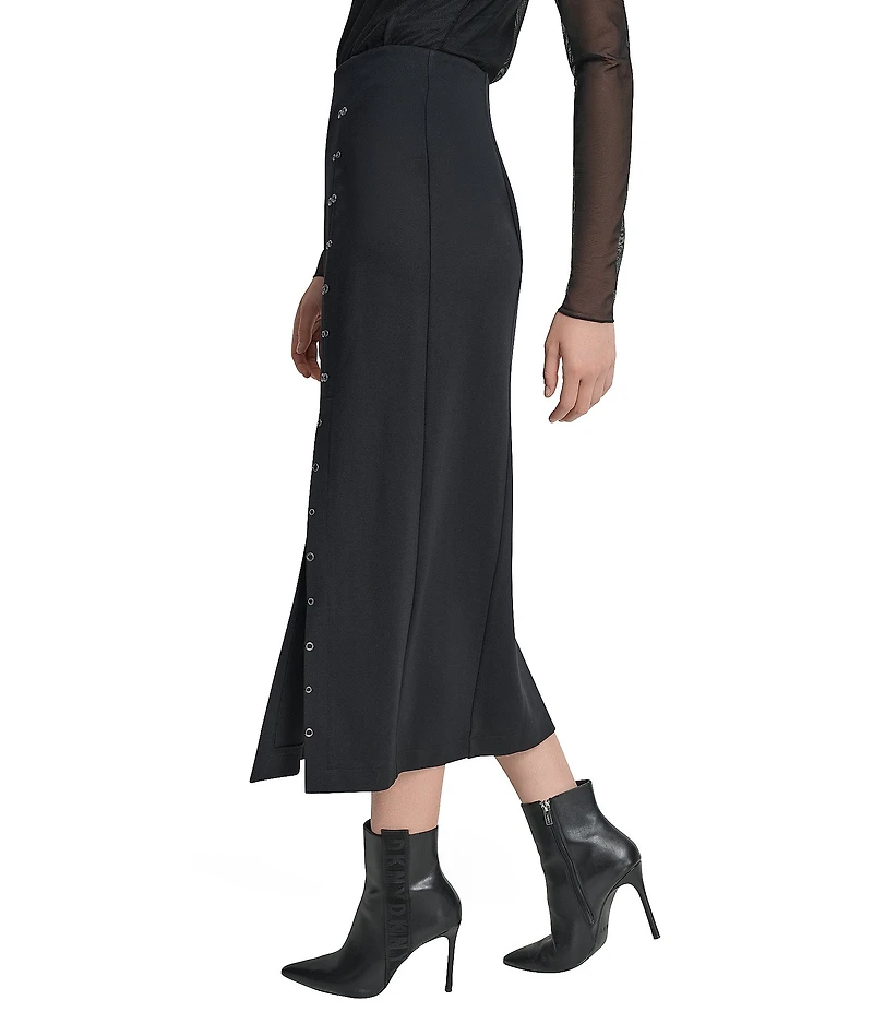 DKNY by Donna Karan Ponte Grommet Slit Midi Skirt