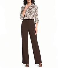 DKNY by Donna Karan Printed Georgette Point Collar 3/4 Roll-Tab Sleeve Button Front Shirt