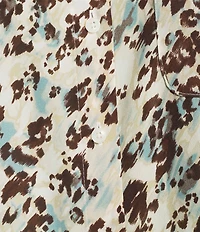 DKNY by Donna Karan Printed Georgette Point Collar 3/4 Roll-Tab Sleeve Button Front Shirt