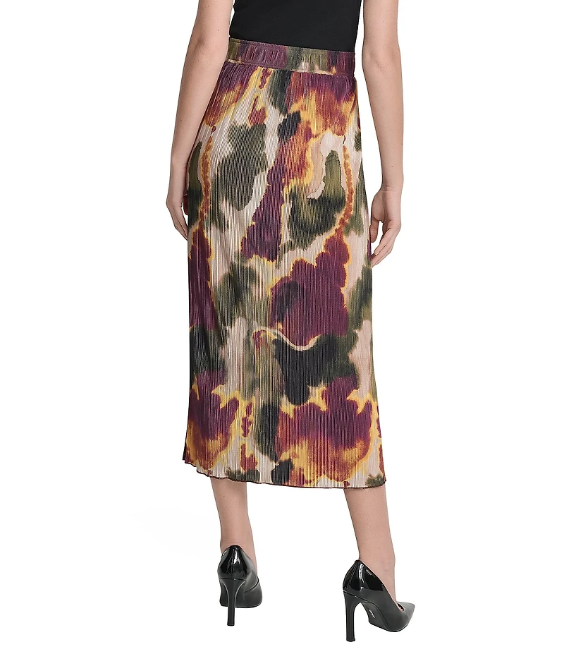 DKNY by Donna Karan Printed Plisse Pull-On Column Midi Skirt