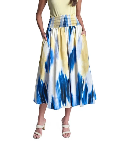 DKNY by Donna Karan Printed Poplin Pull-On Midi Skirt