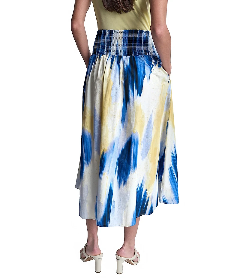 DKNY by Donna Karan Printed Poplin Pull-On Midi Skirt