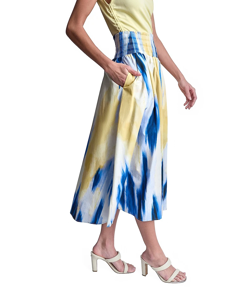 DKNY by Donna Karan Printed Poplin Pull-On Midi Skirt