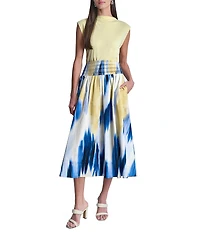 DKNY by Donna Karan Printed Poplin Pull-On Midi Skirt